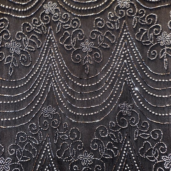 Vintage Papell Boutique Evening black beaded silk formal scalloped blouse M - Picture 5 of 8